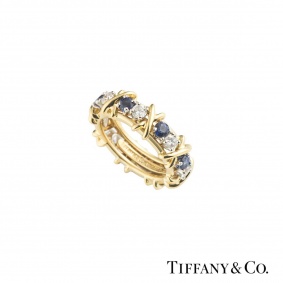 Tiffany & Co. Diamond and Sapphire Schlumberger Ring